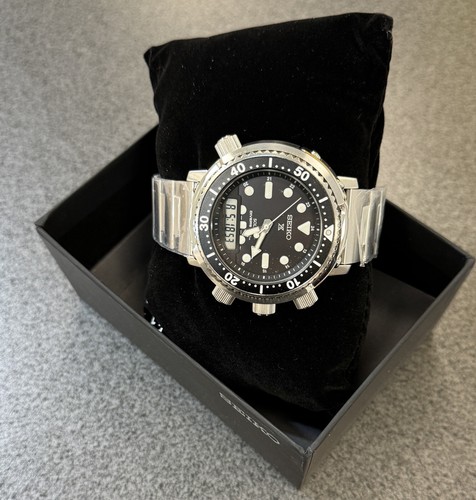 Pre-owned Seiko Prospex Analog Digital Snj033 46.9mm Stainless Steel Solar Diver's Watch