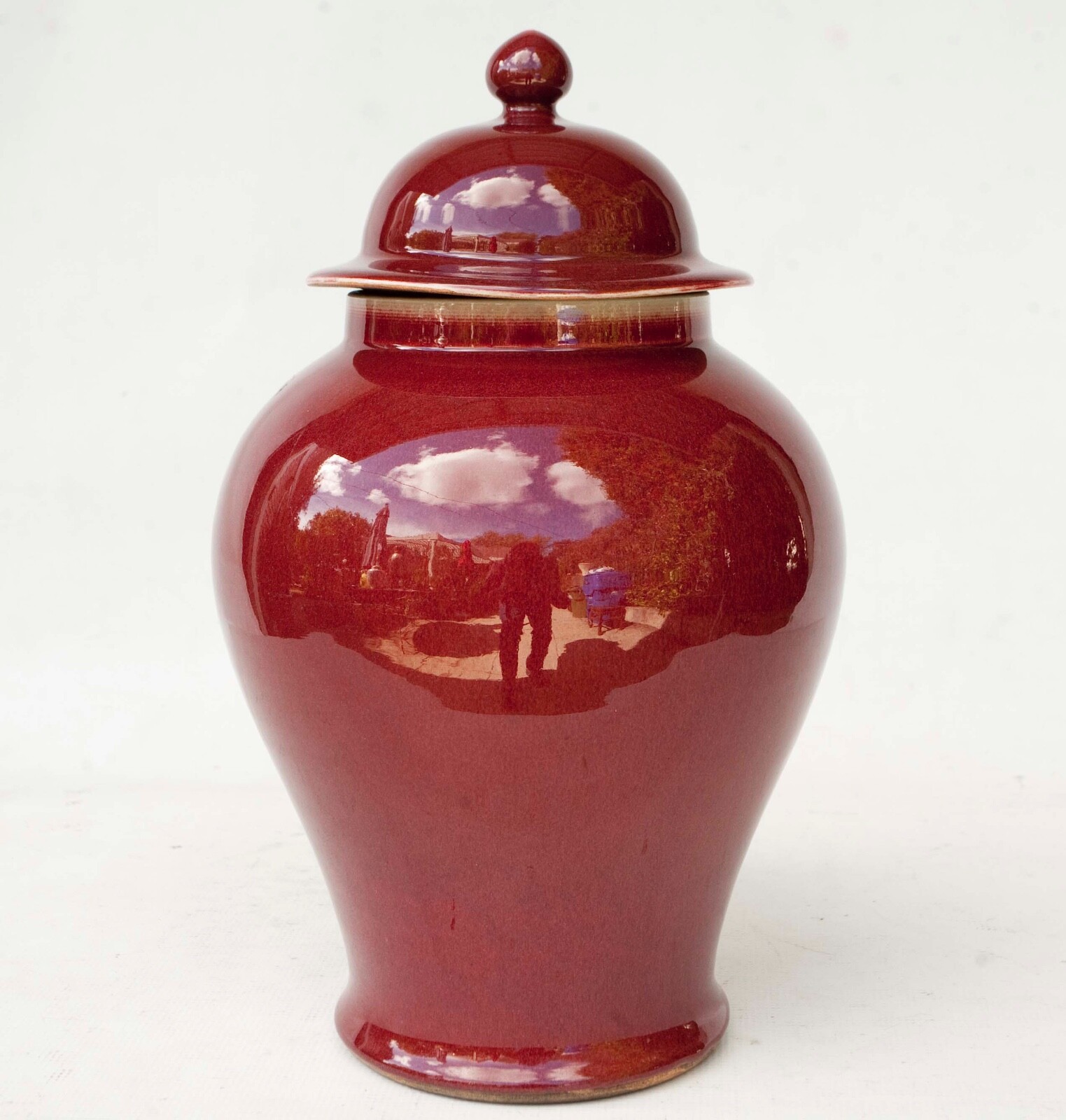 Chinese Oxblood Red Sang de Boeuf Tall Ginger Jar 16
