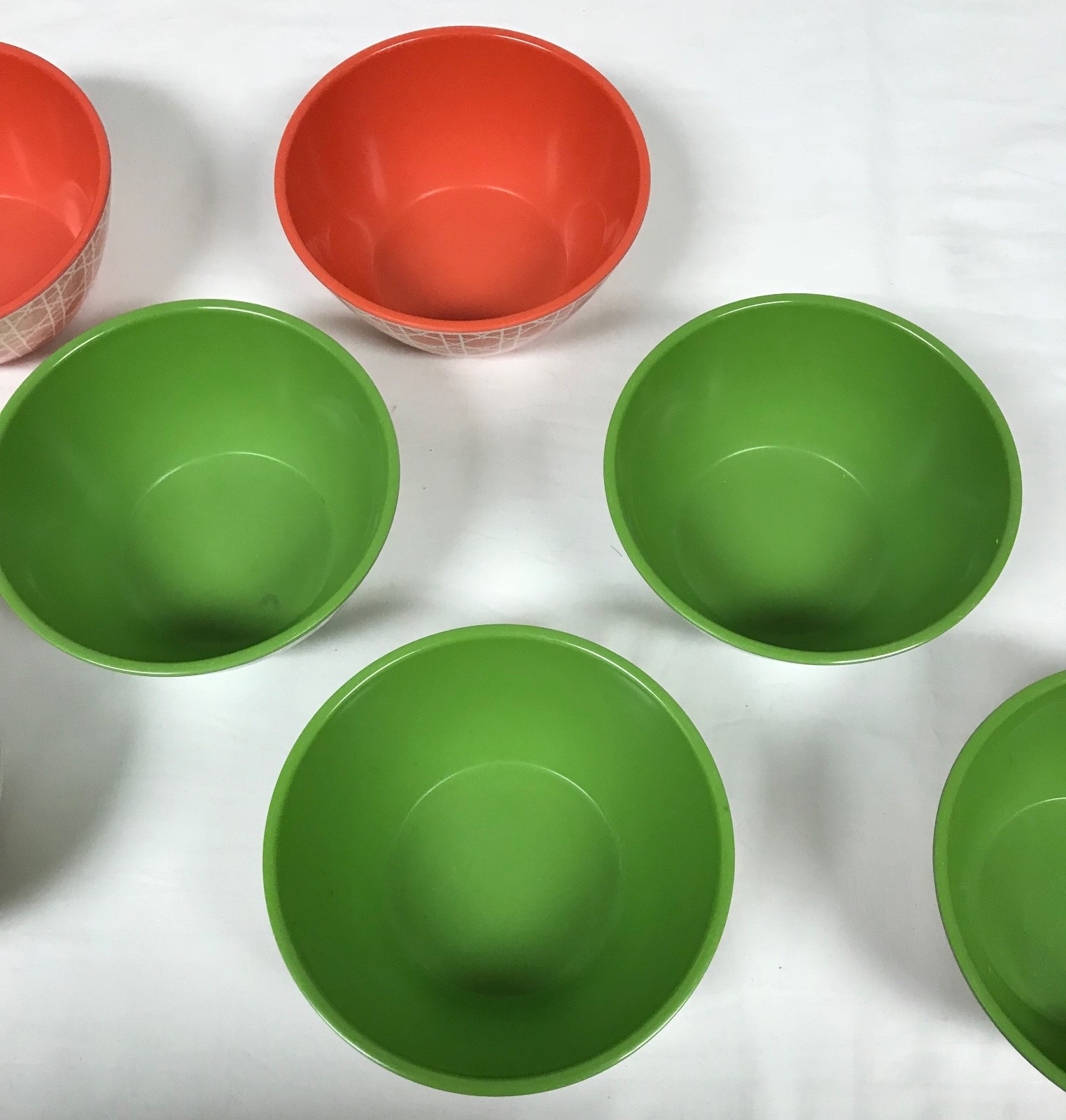 Privet House Target Dinnerware Small Bowls Green Red Orange Decorated Set of 7