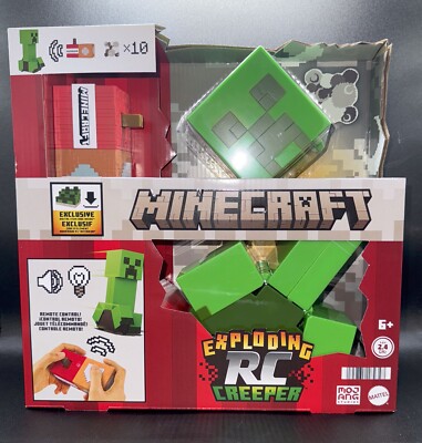 Mattel -Minecraft exploding Creeper RC Vehicle Remote Control 10  w/ DLC Codes