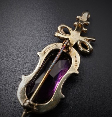 Hess Appel JOLLE Sterling Silver Fancy Cystal Cello Music Pin Brooch 2