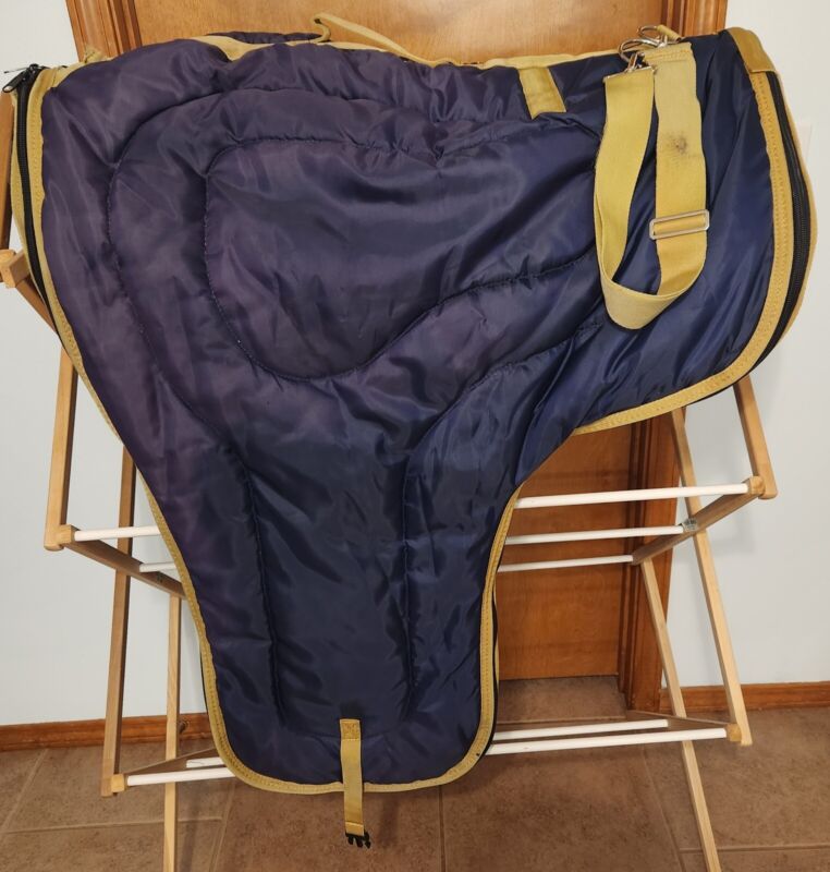 Western Horse Saddle Carrier Cover Storage Travel Bag Padded Blue Used Once