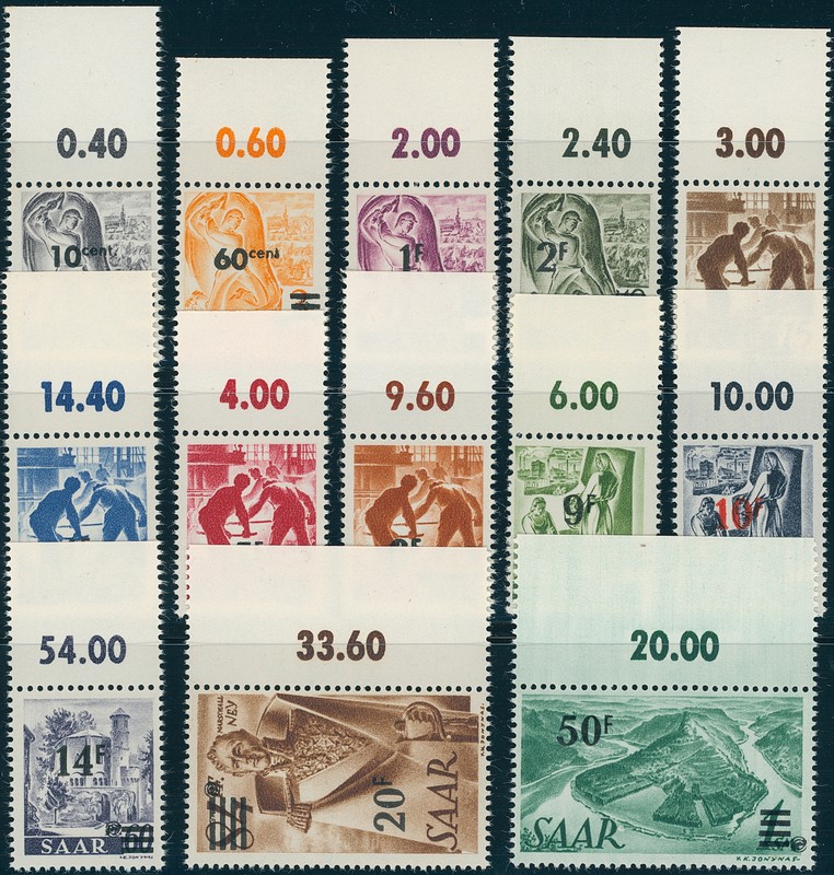 Saarland 1947 Minr. 226-238 Oberrandsatz Tadellos Postfrisch Beispielbild
