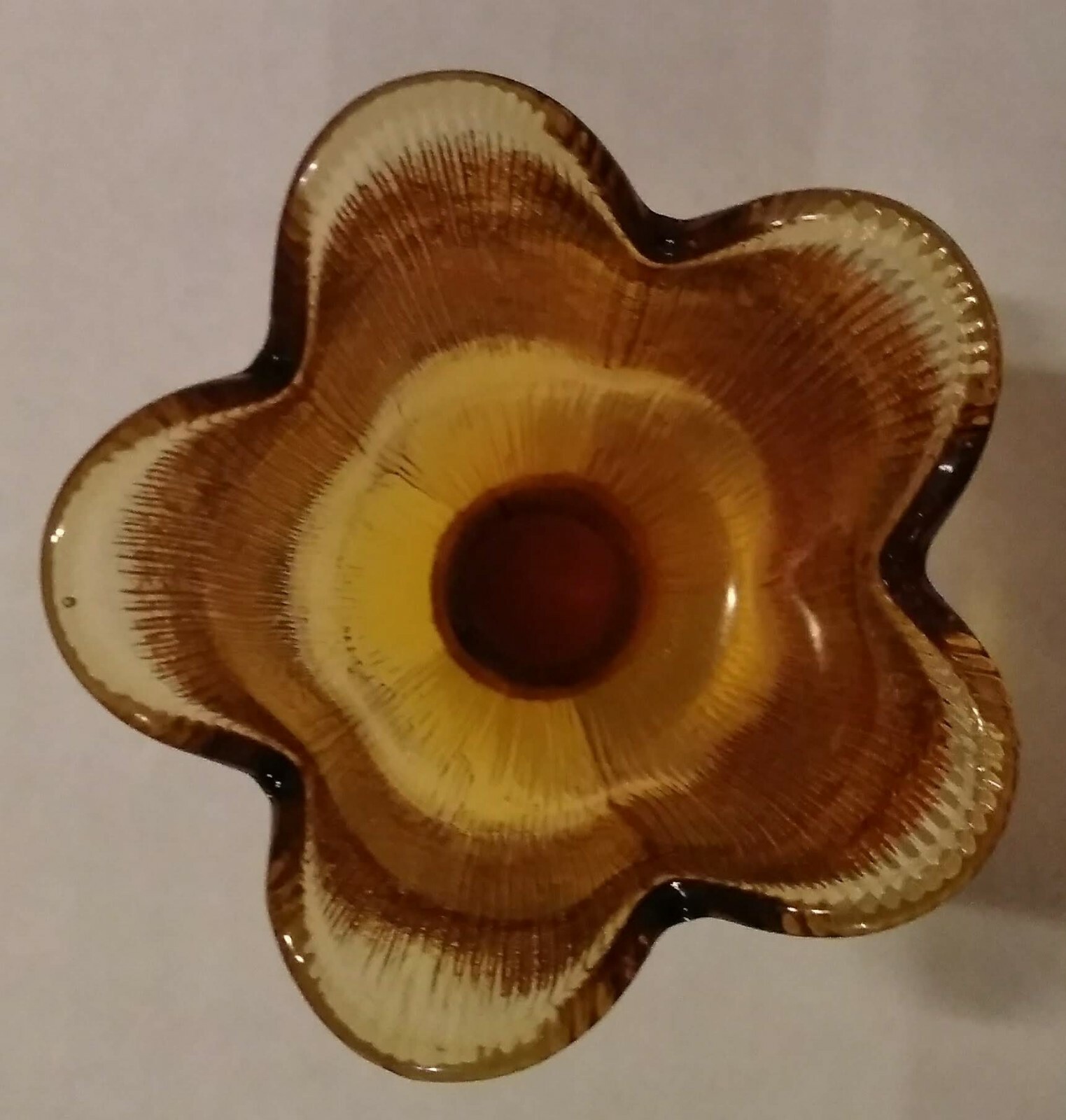 Vintage Amber Tulip Design Glass Votive Cup Candle Holder