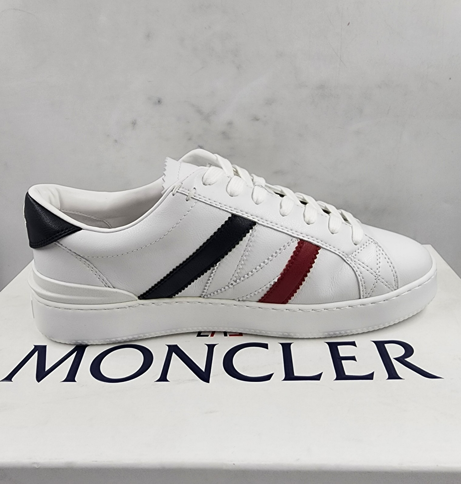 Moncler Monaco Low Top Sneakers Men's 39/6 US White Multi Round Toe Lace Up - Picture 10 of 20