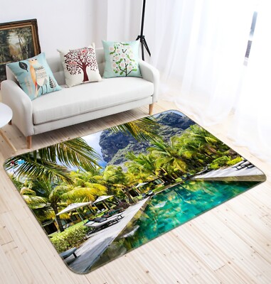 3D Coconut Tree Lake NBC512 Game Rug Mat Elegant Photo Carpet Mat Fay 2023