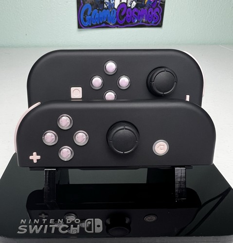Soft Touch Black - Pink Hearts - Custom Joycons for the