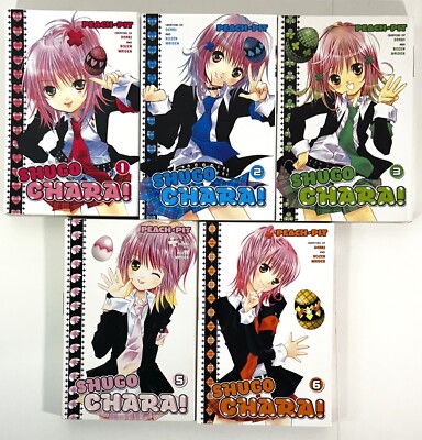 Set of 5 Shugo Chara! by Peach-Pit Press 2007-2009 Softcover Manga Vols. 1-3 5-6