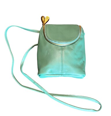 Hobo Fern Mint Green Leather Crossbody Purse 8'' x 6''