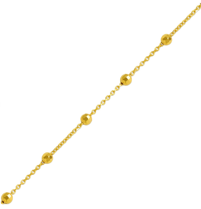 14k Real Solid Gold Bead Station Necklace Ball Beaded Rolo Chain 7" 16" 18" 20"