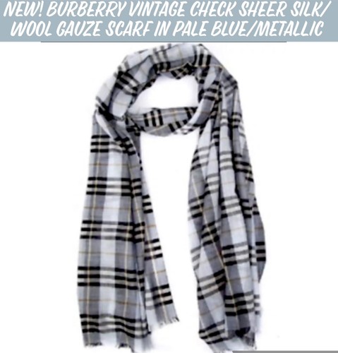 【送料&関税込】Burberry Gauze Scarf - Unisex Burberry Gray and Pink Check Gauze Scarf - J'adore Fashion