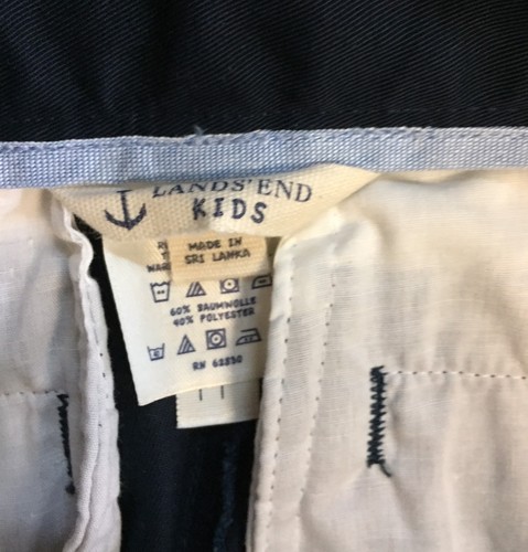 New Land's End Kids Boys Navy Blue Khaki Pants Size 14S Adjustable Waist