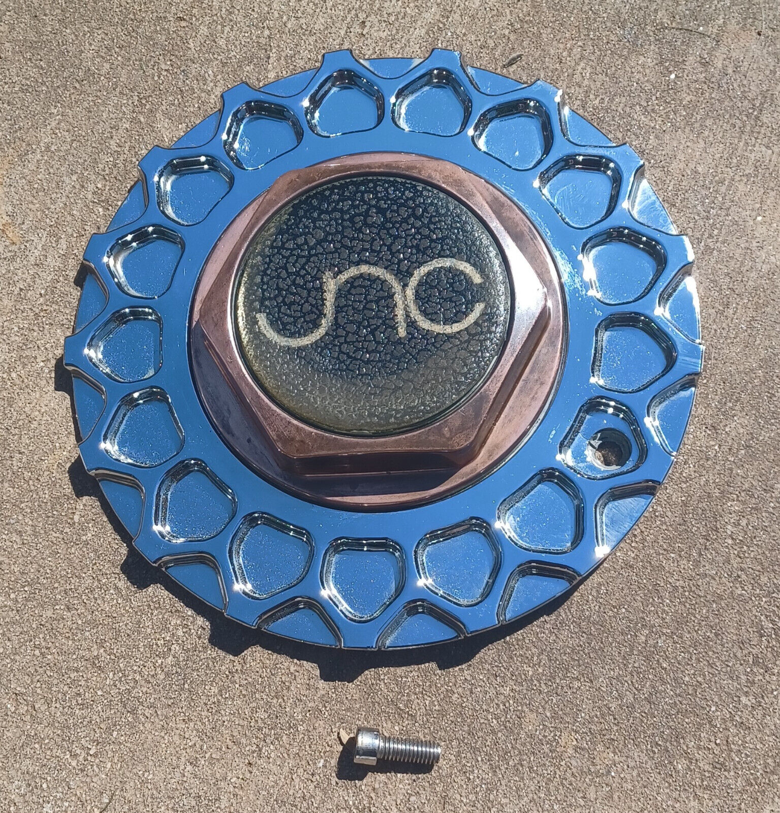 JNC custom wheel center cap, chrome/copper, part # C-479-CAP JNC custom wheel center cap, chrome/copper, part # C-479-CAP