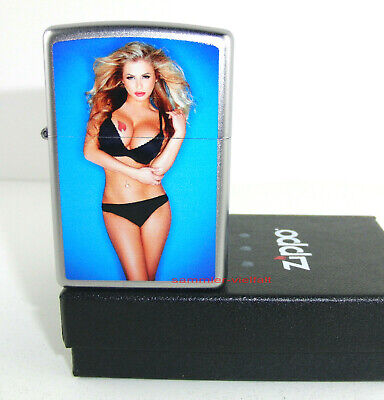 ZIPPO Feuerzeug SEXY BLOND PINUP Satin Chrome Sexy Girl Erotik NEU OVP
