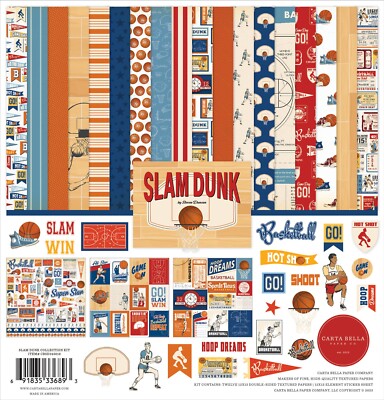 Carta Bella SLAM DUNK 12x12 Collection Kit Basketball Team Scrapbook Planner