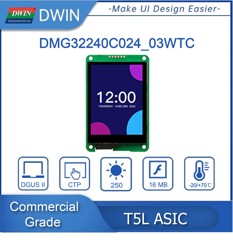 2.4 Inch 320*240 Resolution HMI Touch Screen Commercial Grade UART TN-TFT-LCD Sm