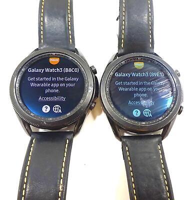 Lot 2 Samsung Galaxy Watch 3 SM-R840 GPS 45mm stainless steel case Black Band