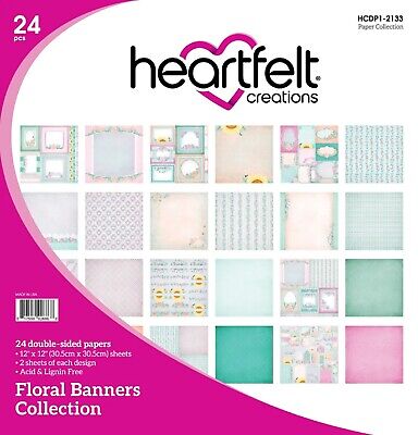 NEW Heartfelt Creations Floral Banners Collection 12''x12'' Paper HCDP1-2133