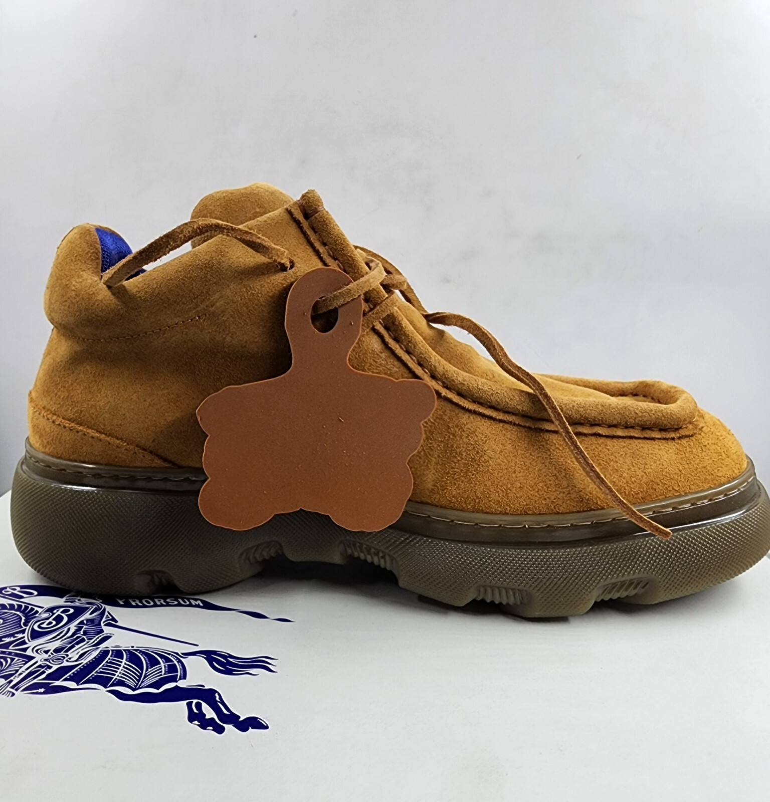 Burberry Nubuck Creeper Lace Up Mid Shoes Men's 42/9 US Segale Round Toe - Picture 14 of 19