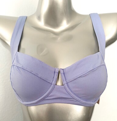 Victorias Secret Nwt Full Coverage Lavender Purple Rib Unlined  Bikini Swim Top
