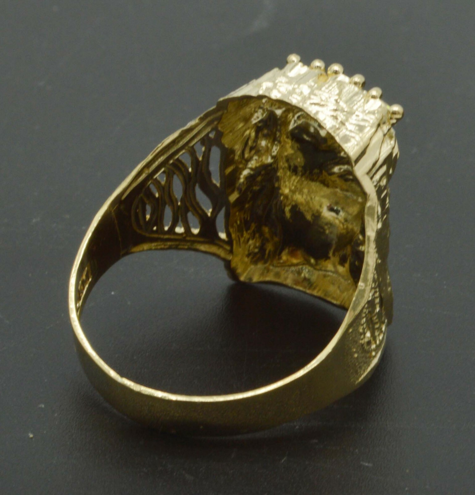 Pre-owned Head Real Solid 10k Yellow Gold 3d Mens Jesus  Nugget Cz Ring 22mm All Sizes