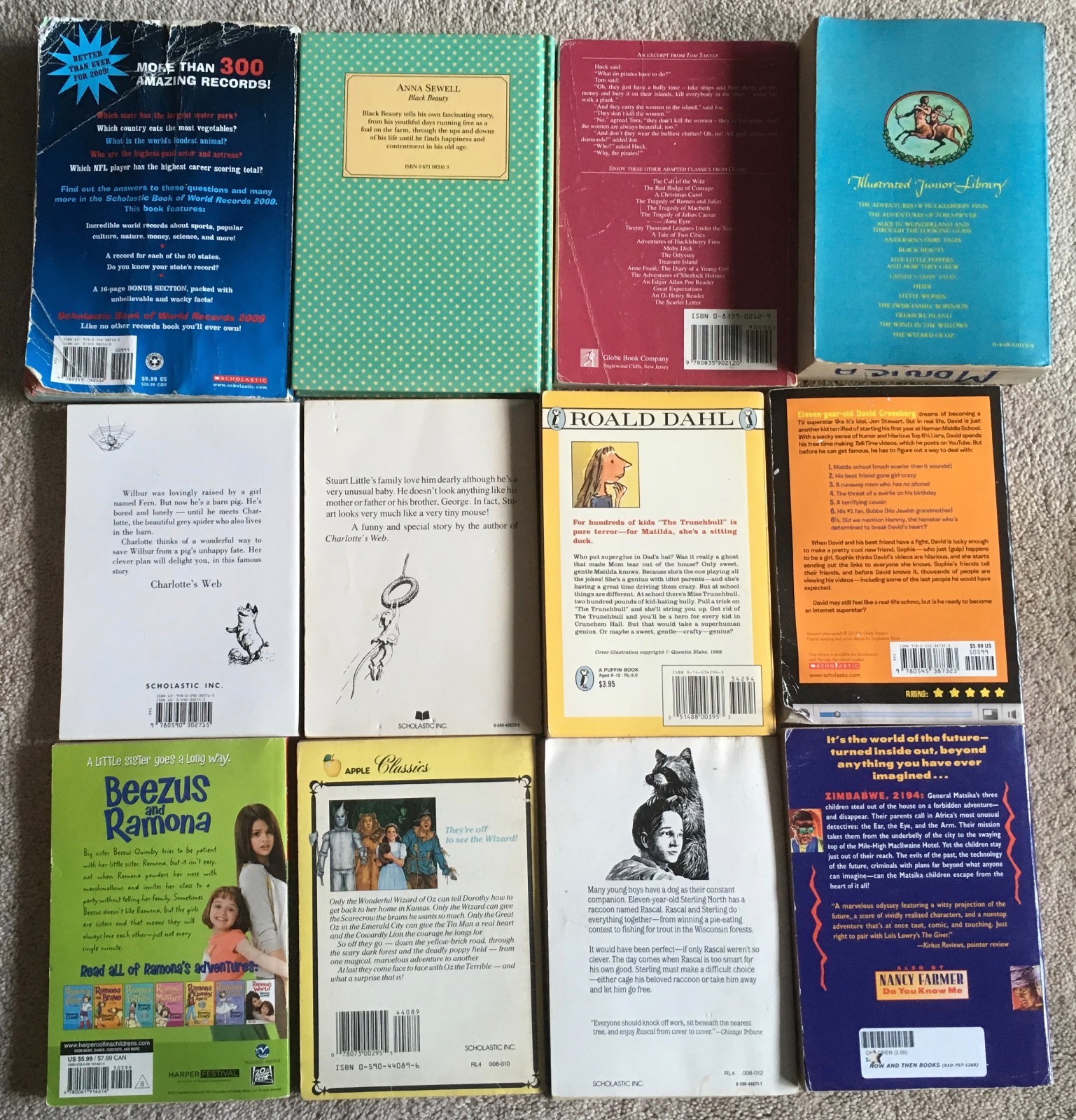 Mixed Lot 60 Middle School Books: Sachar Jacques Alcott Hiaasen White Clearly