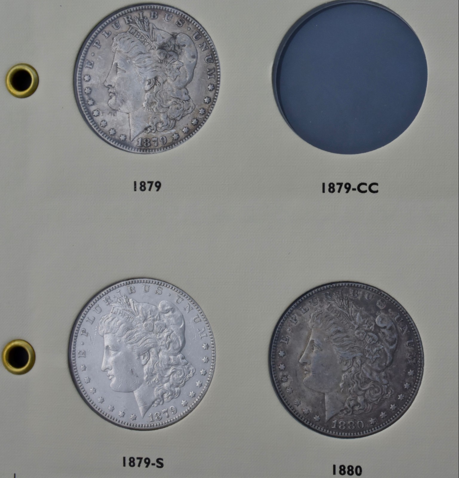 LOT of 34 Morgan Silver Dollars Set in Album 1879-1891 P O S Mints 1884-S 1886-S