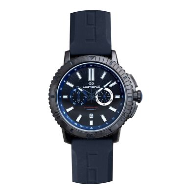 Pre-owned Lorenz Mens Wristwatch  Navisport 26893ee Chrono Silicone Black Sub 100mt