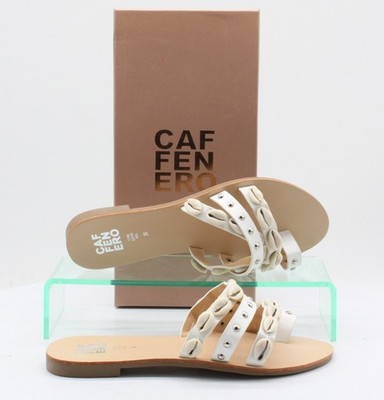 CAFENERO WOMENS SANDALS STRAPPY STUDDED SHELL UK 3 EU 36 WHITE RRP £50 AD