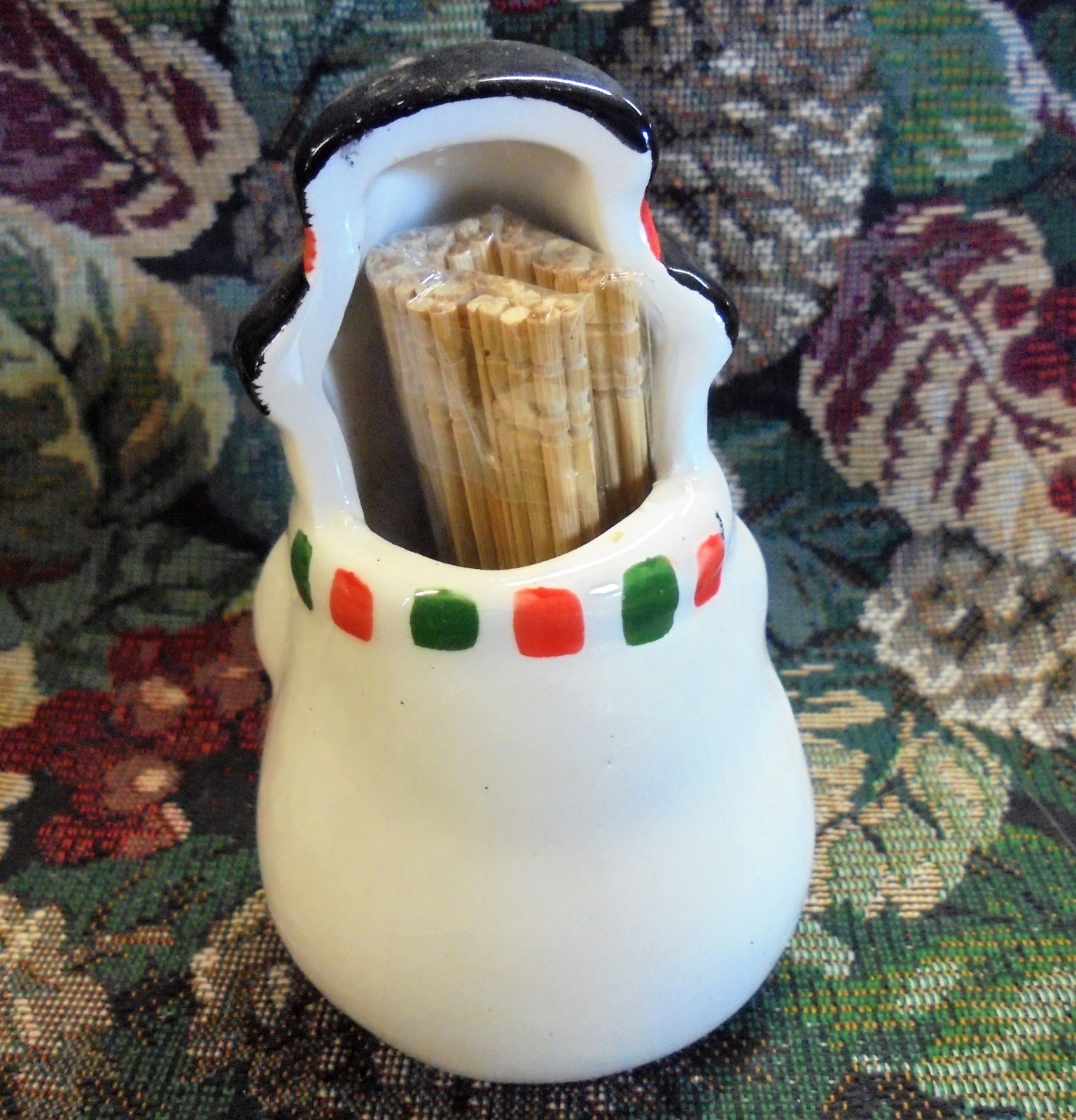 Vintage Christmas Snowman Toothpick Holder