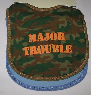 Baby Bibs Set of 2 New Camo Major Trouble Will Work for Cookie...