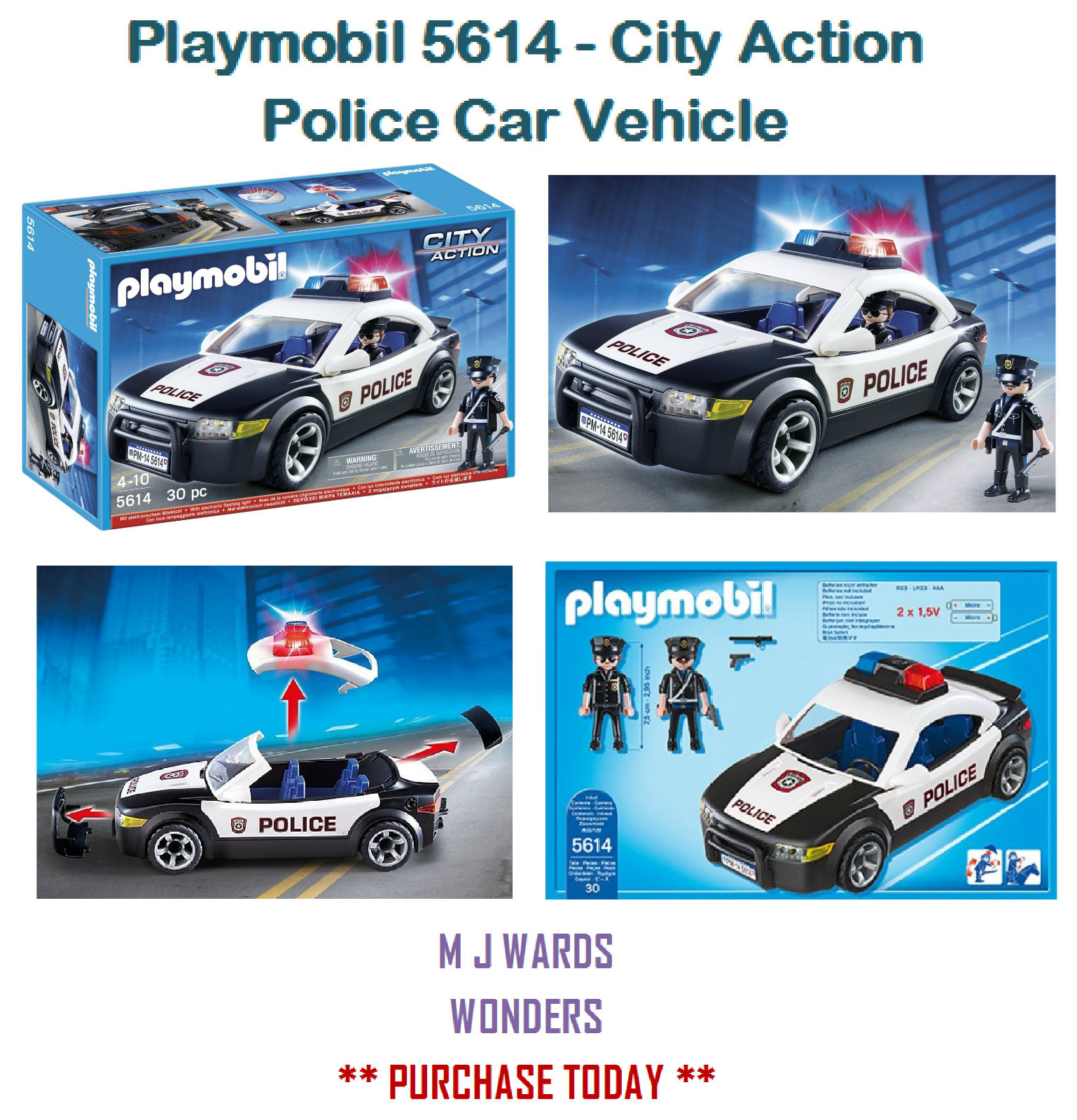 Playmobil 5614 - City Action - Police Car Vehicle - Includes