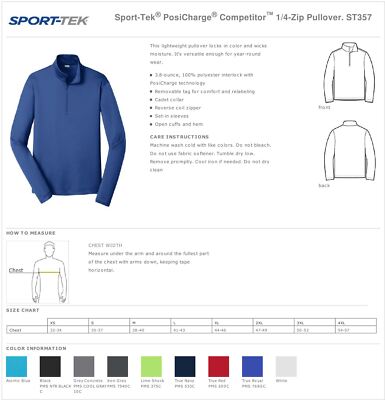 Sport-Tek Mens 1/4-Zip Pullover Long Sleeve Lightweight Cadet Collar ST357