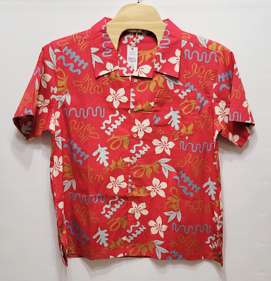 Barefoot In Paradise Red Floral Print Hawaiian Shirt Men's Size XXL 2XL NWT