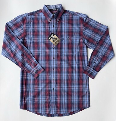Wrangler George Strait Shirt Plaid Western Button Down Men s Size M Tall
