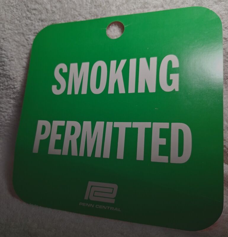 Penn Central 2 Sided No Smoking Sign