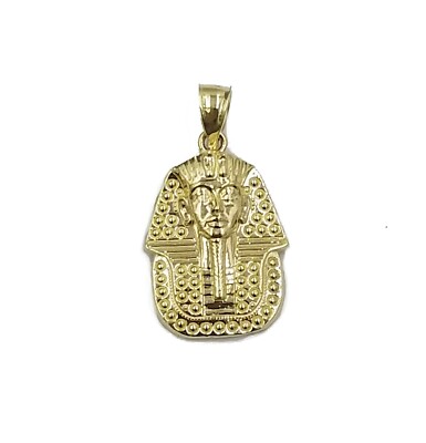 Pre-owned Globalwatches10 10k Egyptian King Yellow Gold Pharaoh Charm Mens Diamond Cut Design Pendant Real