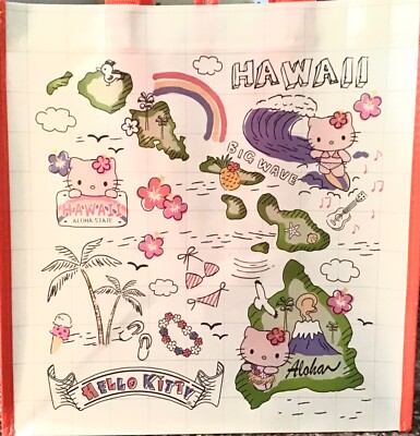 HAWAIIAN HELLO KITTY ISLANDS HAWAII REUSABLE SHOPPING BAG  BEACH BAG / TOTE