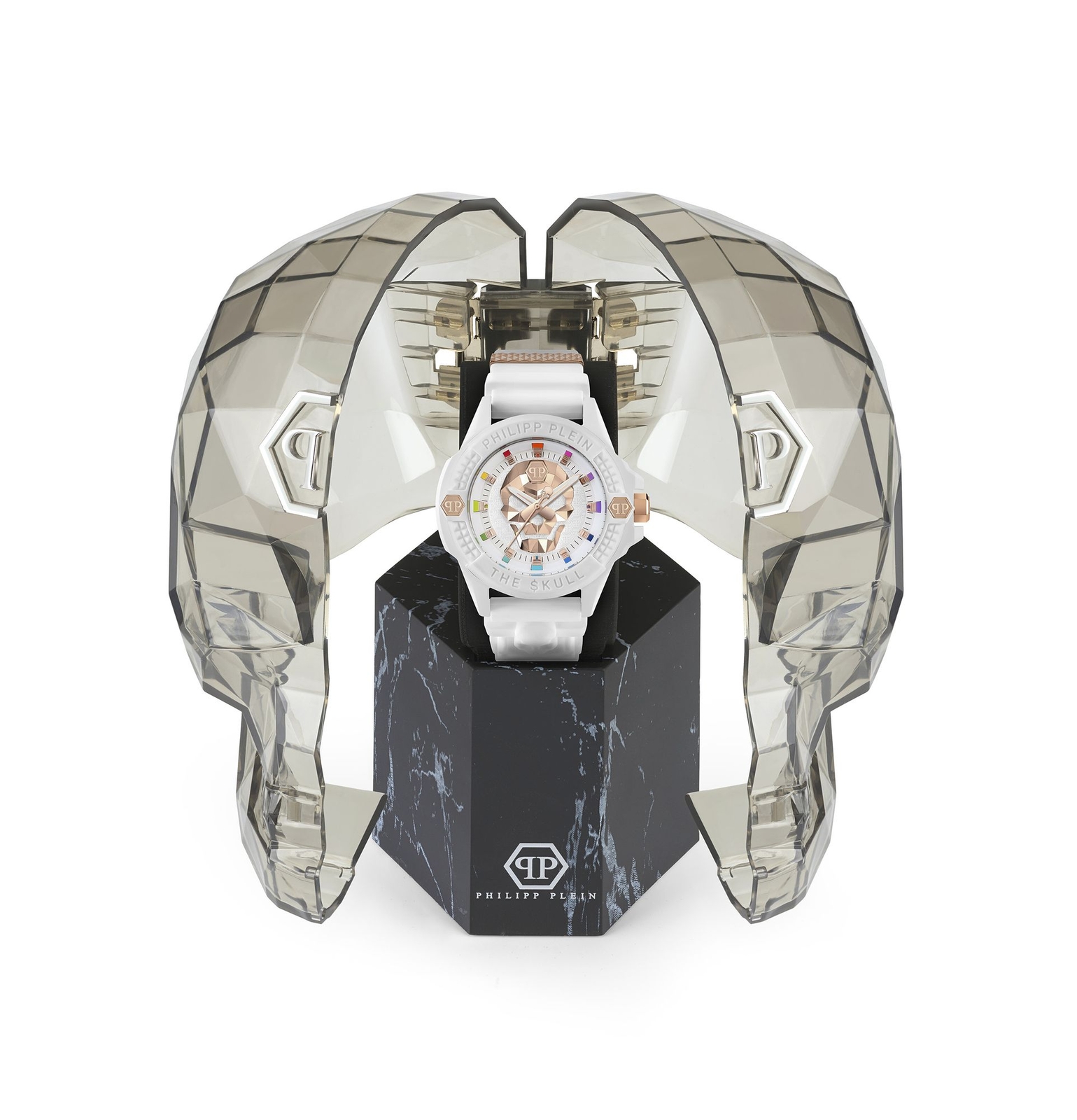 Pre-owned Philipp Plein Men's Watch Analog Quartz The $kull Ecoceramic Pwuba0123 Silicone