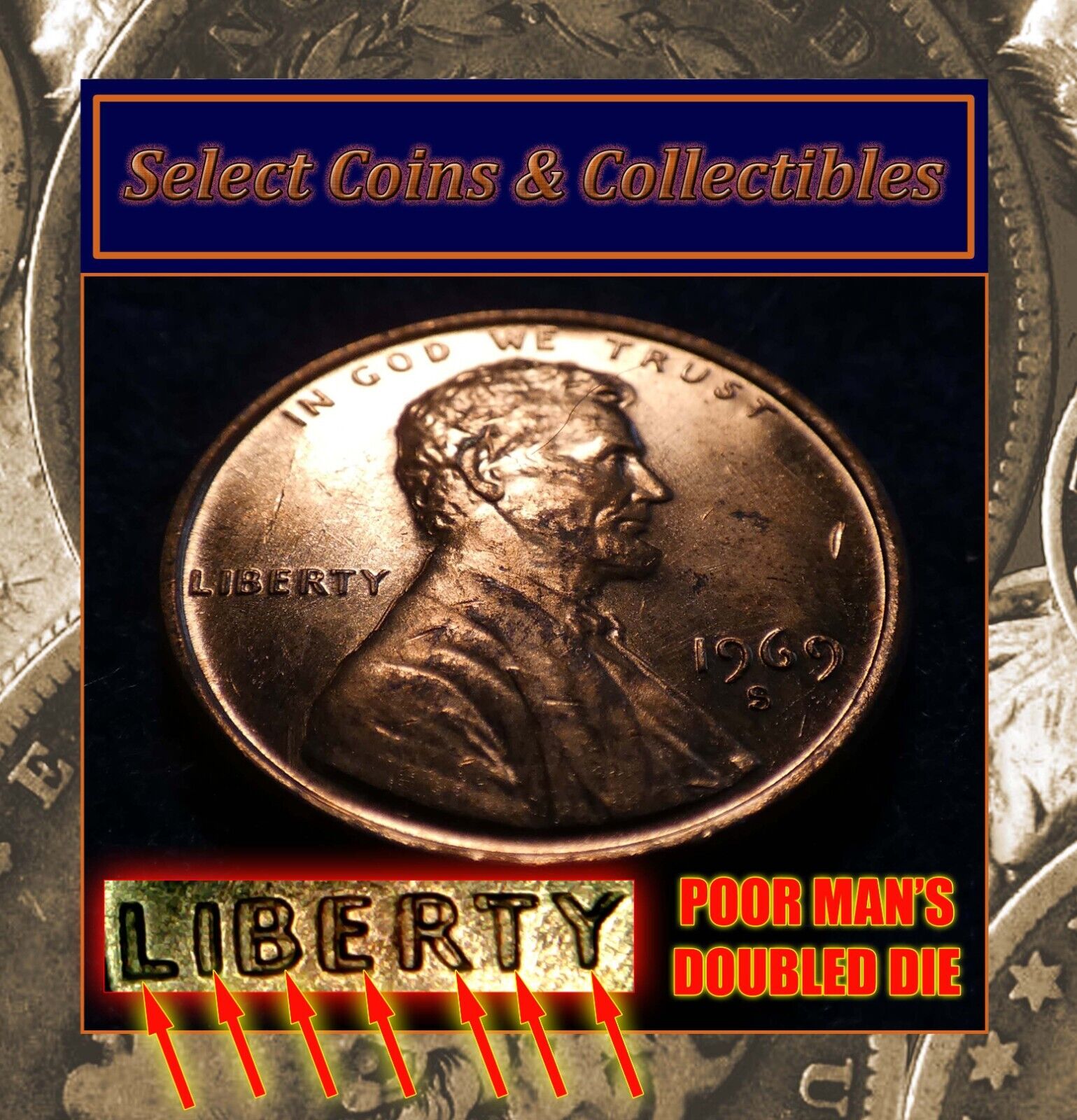 1969-S Lincoln Memorial Cent Machine Doubling Error 1969-S Lincoln Memorial Cent Machine Doubling Error