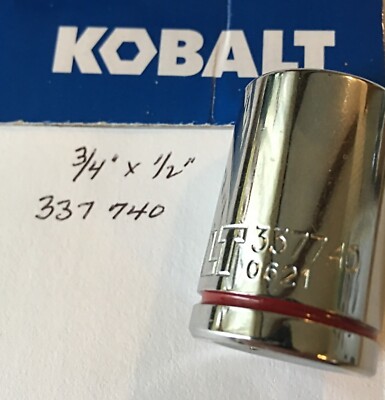 Kobalt 3/4'' x 1/2'' Dr Standard Chrome Socket  12 Pt  # 337740  Free USA Shipping