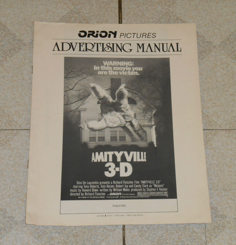 original AMITYVILLE 3-D ADVERTISING MANUAL pressbook Tony Roberts Robert Joy
