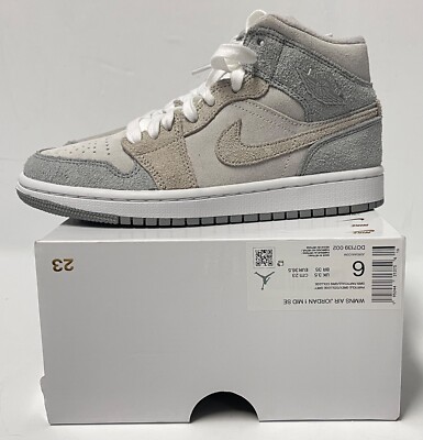 Air Jordan 1 Mid Particle Gray Suede Sneaker, DO7139-0026. WOMEN SIZE 6