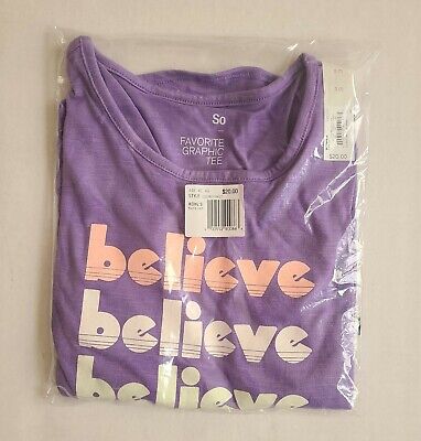 Girls So Believe Believe Believe Purple Graphic Tee Shirt Top NWT Size (S) 7