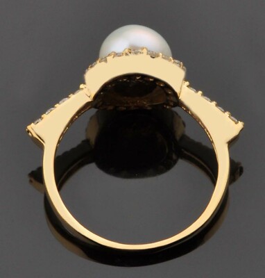 Pre-owned Vt Gmes 14kt Yellow Gold With 3.35ct Natural Freshwater Pearl Igi Certified Diamond Ring