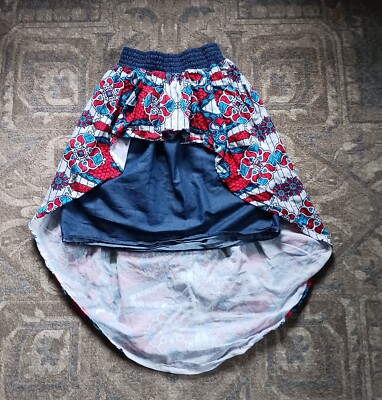Skirt Sakkas One Size Hi Low Mermaid African Hispanic Ankara Dutch Wax Cotton 