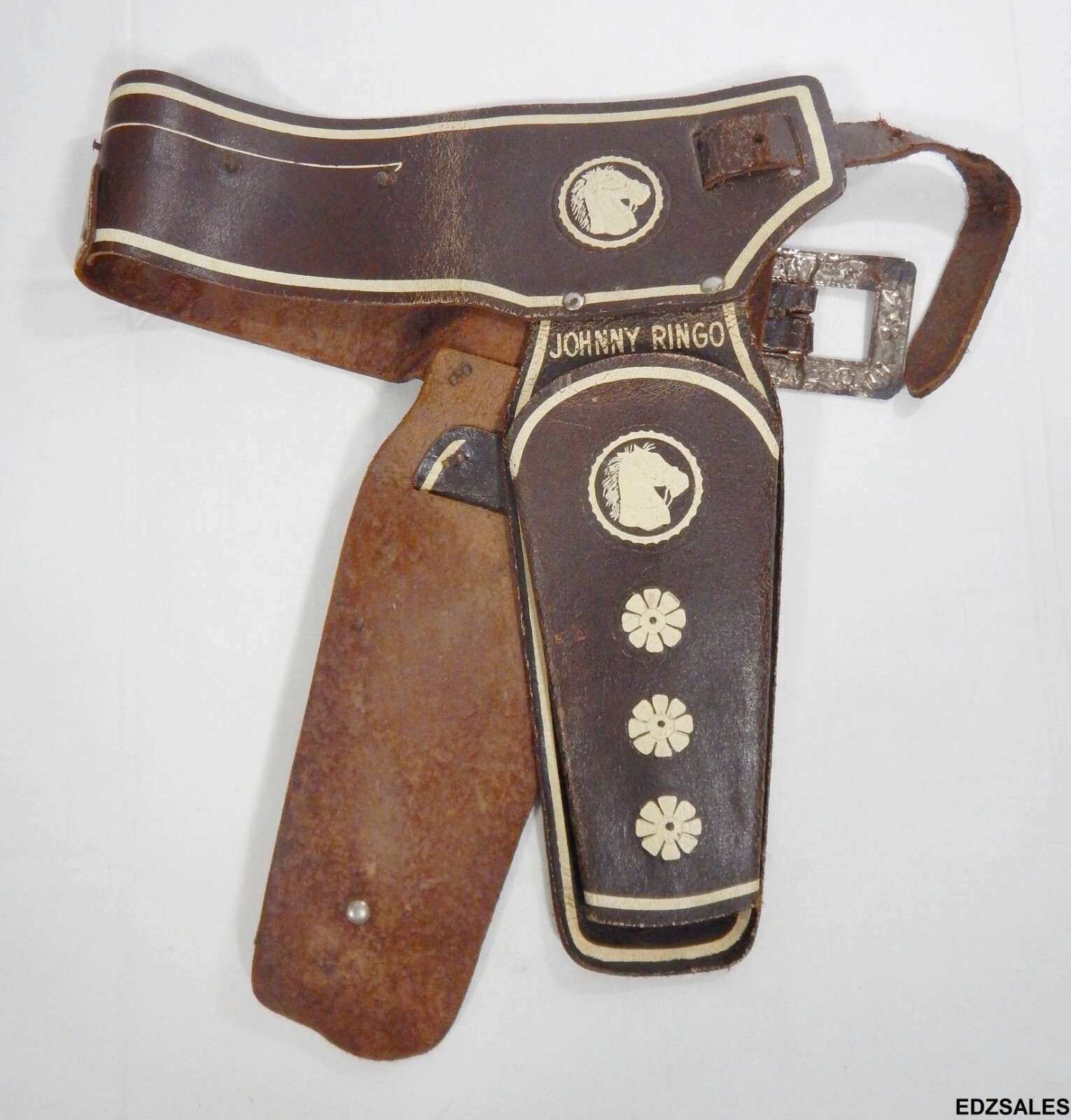 vintage leather western gun belt 値下げ！ Vintage Marx Johnny Ringo Western Cowboy Brown Leather Belt