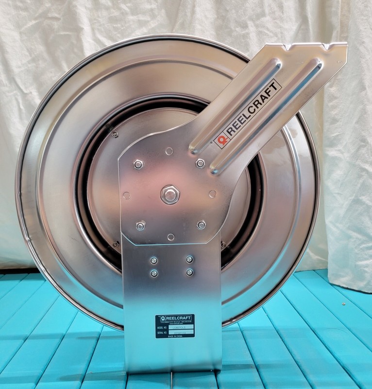 Reelcraft Spring Retractable Stainless Steel Air Water 3/8” 70’ Bare Hose Reel