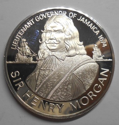 JAMAICA 10 Dollars 1974 Sir Henry Morgan AG PROOF