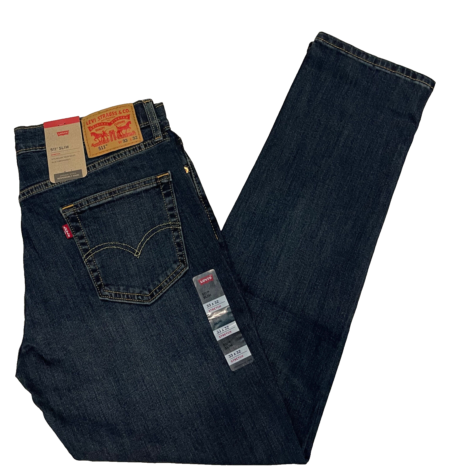 Levis 511 Mens Slim Fit Stretch Jeans 33X32 Dark Blue #1390
